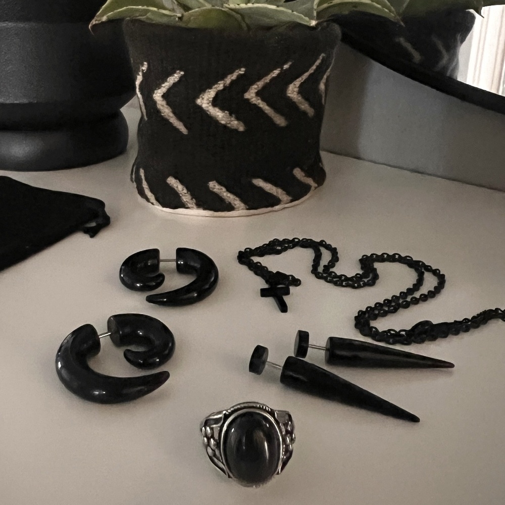 Gothic Black Costume Jewelry Lot